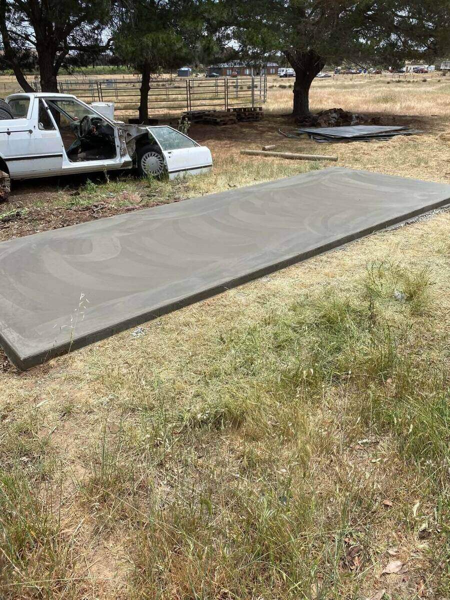 Burnished concrete slab poured on a rural Victorian property